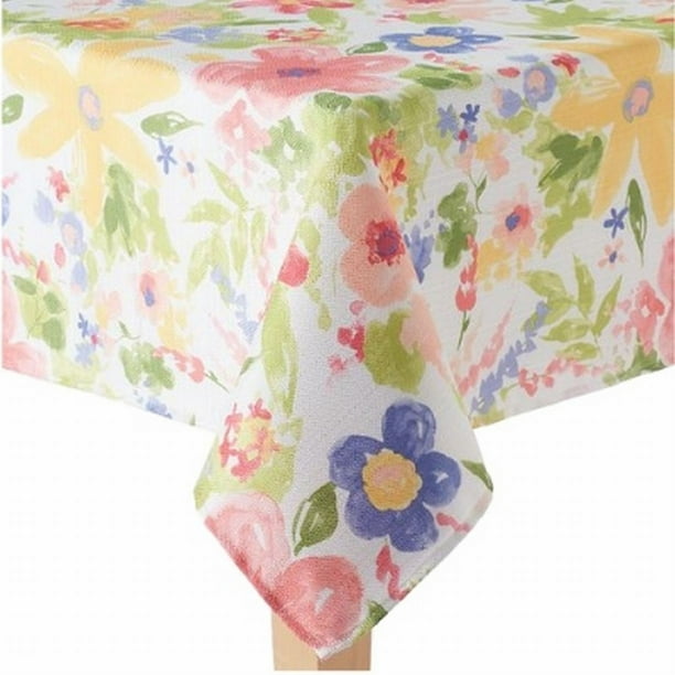 Fabric Tablecloth Watercolor Floral Flowers 60x84 Fabric Tablecloth Watercolor Floral Flowers 60x84